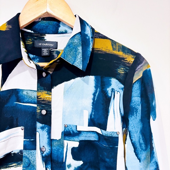 LE CHÂTEAU Brown and blue blouse - Picture 3 of 8